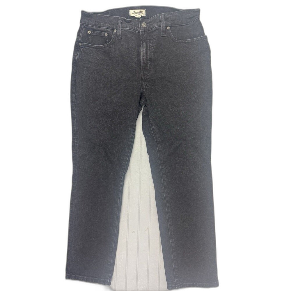 Madewell Size 30 Womens Jeans Mid Rise Perfect Vintage Black Stretch Straight